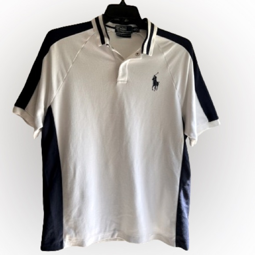 Vintage 90s Big Pony Polo Ralph Lauren Moisture Management Snap‎ Close Polo